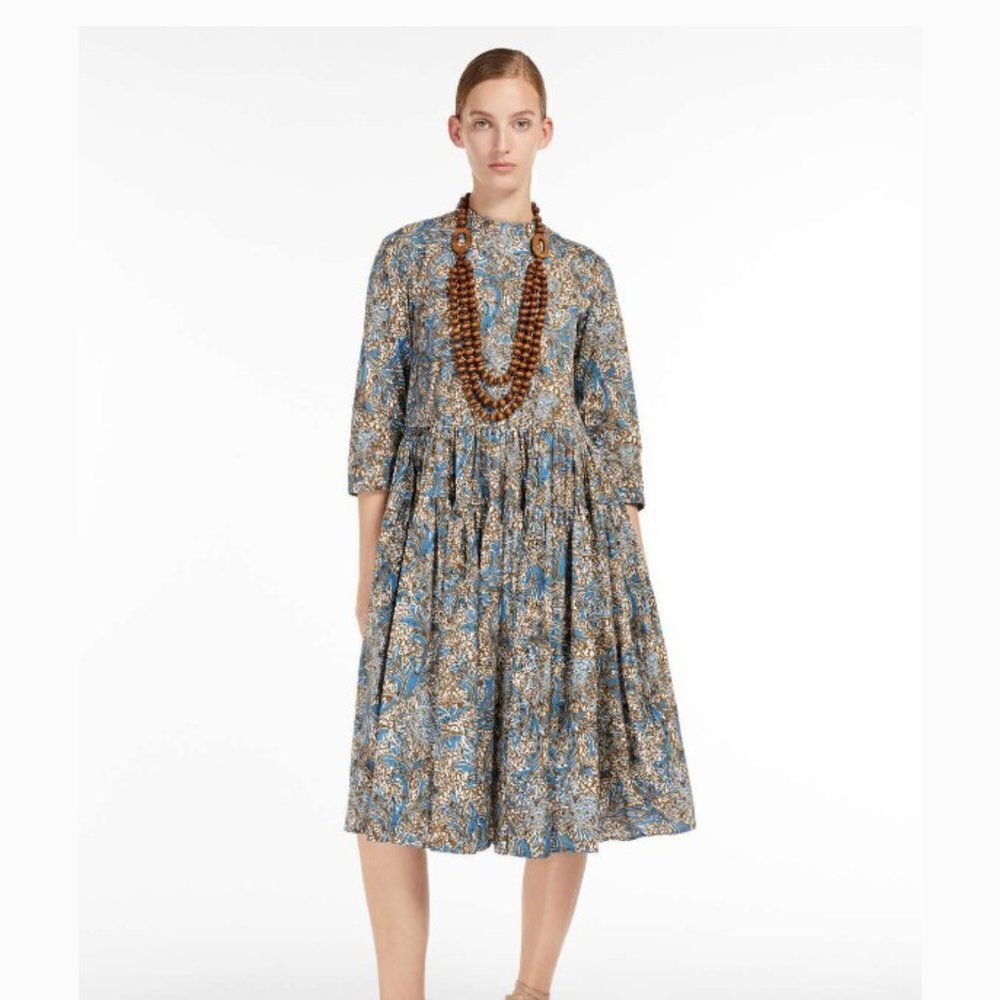 Max Mara Women's Pepe Printed Cotton Poplin Midi Dress -8